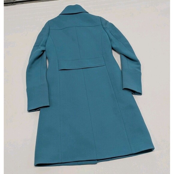 Teal Italian Double Cloth Wool Blend Lady Day Trench Pea Coat Size 4T Classy - Picture 9 of 13